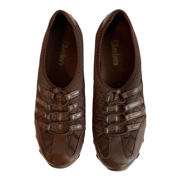 Skechers Women’s Slip-Ons Elastic Bungee Pull Laces Sz 7.5 USA Brown - Picture 2 of 12